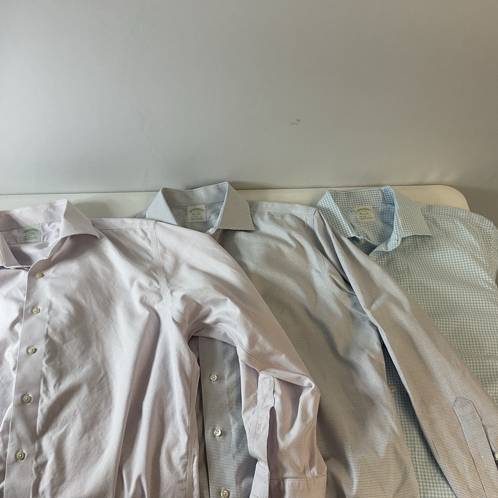 Lot of 3 Brooks Brothers Men's 17 34 Milano Fit Supima Oxford Button Up Shirt